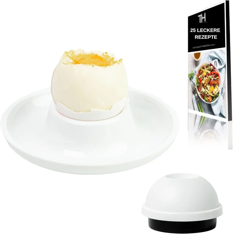 Thiru Eierbecher Weiß Premium Stapelbar inkl. Eidorn im 6er Set, inklusive Eidorn, mit Ablage, 6er Set, stapelbar