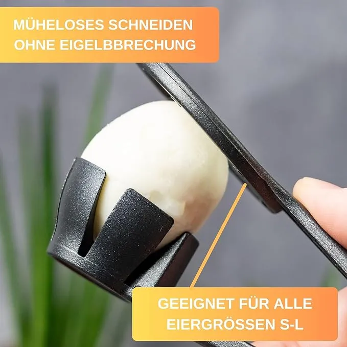 Thiru Eierschneider Premium Mehrzweck mit Edelstahl Schneiddrähten für Eiergröße S-L, Edelstahl Schneiddrähte, Eiergröße S-L, Rezept E-Book, Made in Germany