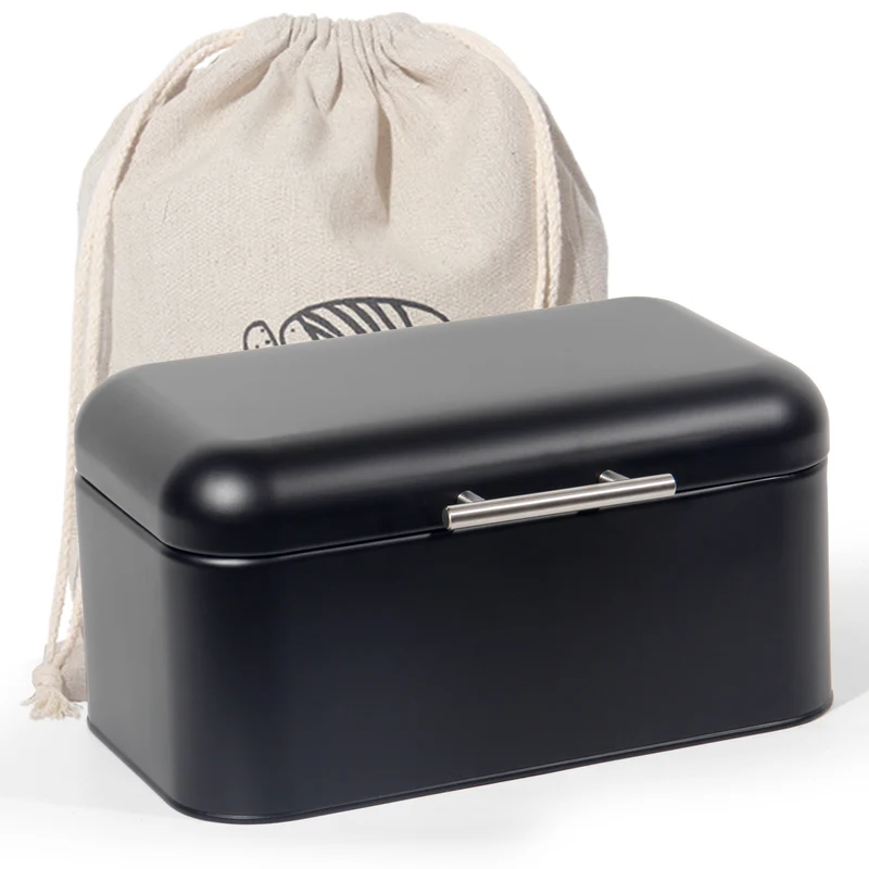 Brotkasten aus Metall, Brot Lange Aufbewahren, Retro Brot Box, Brotaufbewahrungsbox mit Deckel(Schwarz-30cm)