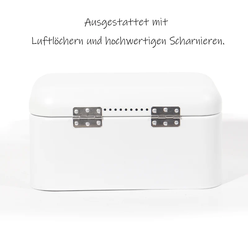 Brotkasten aus Metall, Brot Lange Aufbewahren, Retro Brot Box, Brotaufbewahrungsbox mit Deckel(Weiß-30cm)