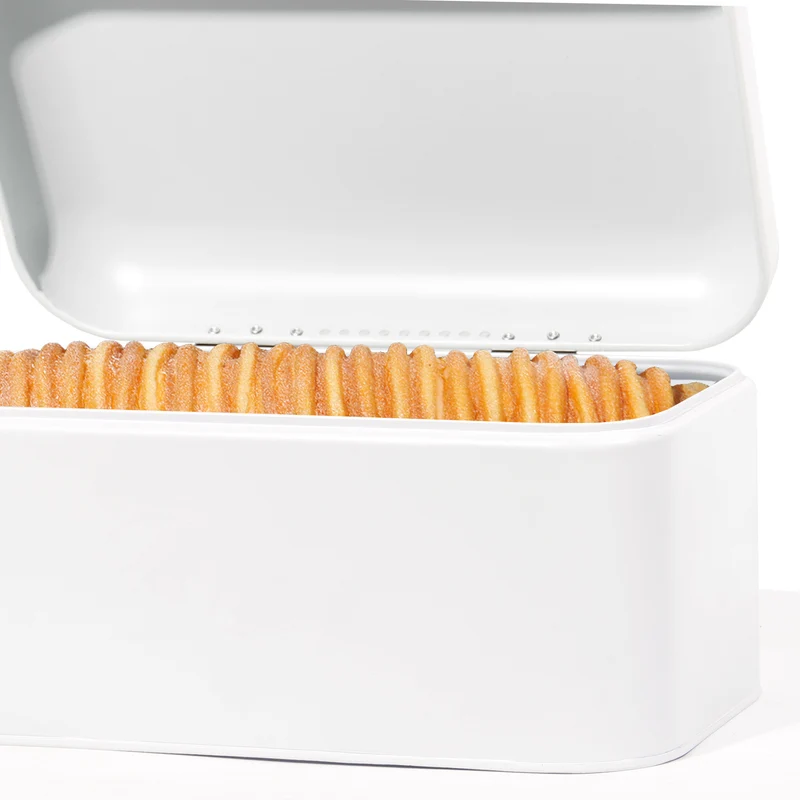 Brotkasten aus Metall, Brot Lange Aufbewahren, Retro Brot Box, Brotaufbewahrungsbox mit Deckel(Weiß-30cm)