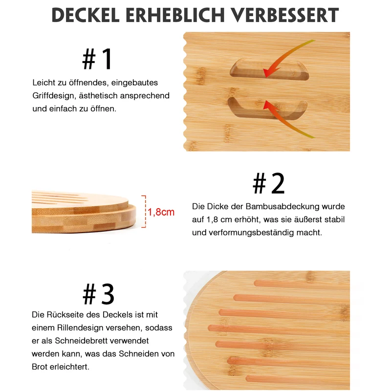 Brotkasten mit Schneidebrett, Brotaufbewahrung mit Deckel, Brotbox aus Metall, Brotbeutel aus Leinen, Bread Box (Schwarz)