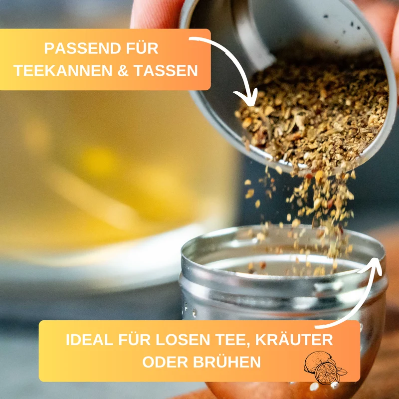 Thiru Teesieb Premium Teeei & Gewürzsieb Edelstahl inkl. Untersetzer