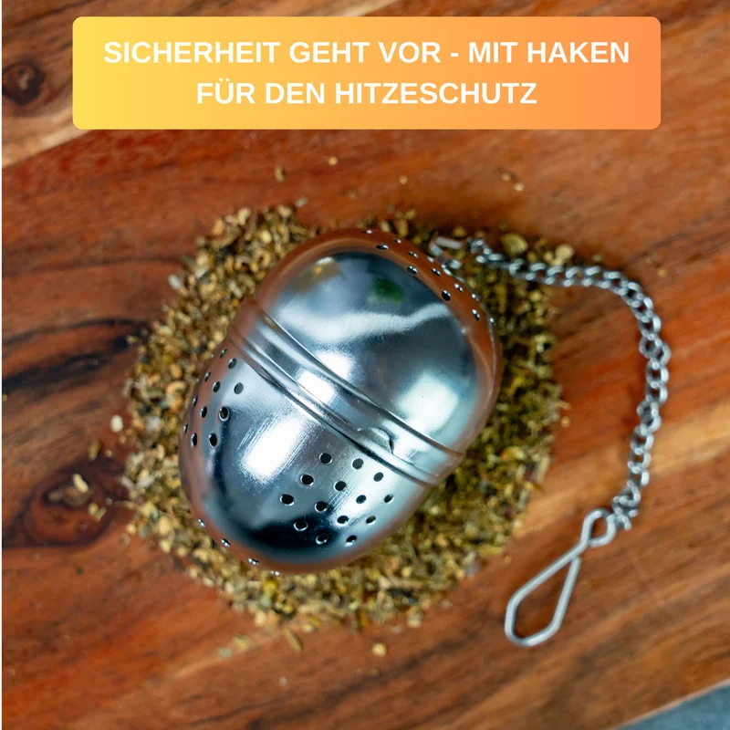 Thiru Teesieb Premium Teeei & Gewürzsieb Edelstahl inkl. Untersetzer