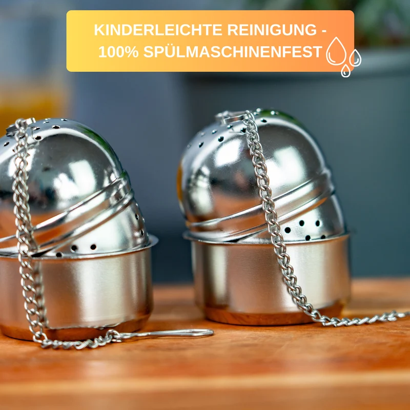Thiru Teesieb Premium Teeei & Gewürzsieb Edelstahl inkl. Untersetzer
