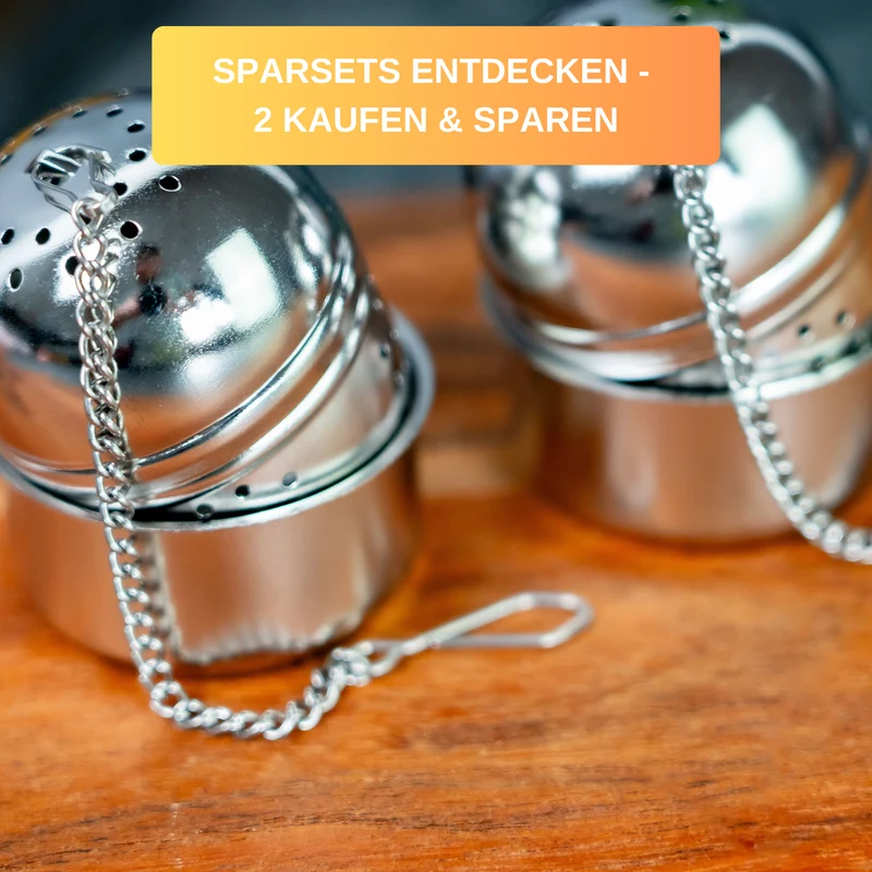 Thiru Teesieb Premium Teeei & Gewürzsieb Edelstahl inkl. Untersetzer