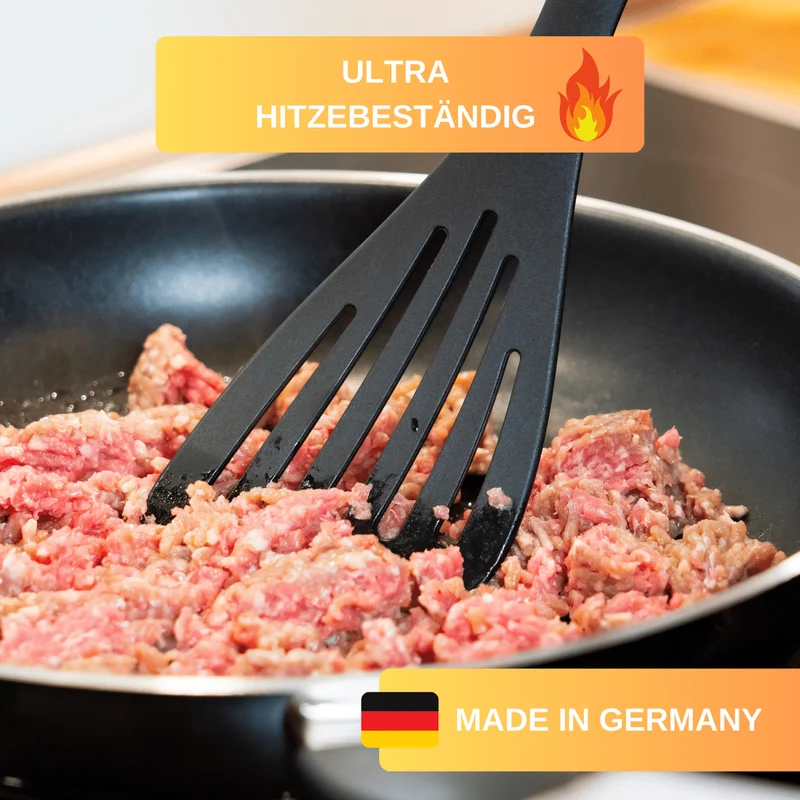 Thiru Küchenhelfer – hitzebeständig, verfärbungsresistent & pfannenschonend – spülmaschinengeeignet – Made in Germany