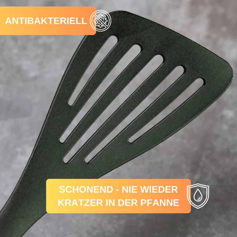 Thiru Küchenhelfer – hitzebeständig, verfärbungsresistent & pfannenschonend – spülmaschinengeeignet – Made in Germany