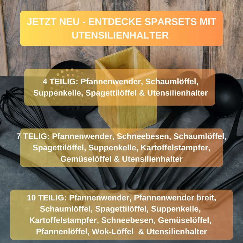 Thiru Küchenhelfer – hitzebeständig, verfärbungsresistent & pfannenschonend – spülmaschinengeeignet – Made in Germany