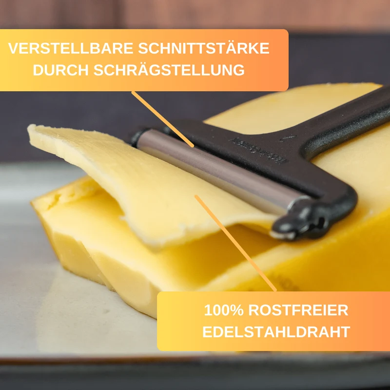 Thiru Käsemesser - Käsehobel für diverse Käsesorten wie Mozzarella, Cheddar, Gouda, Edamer - Käseschneider mit verstellbarer Schnittstärke