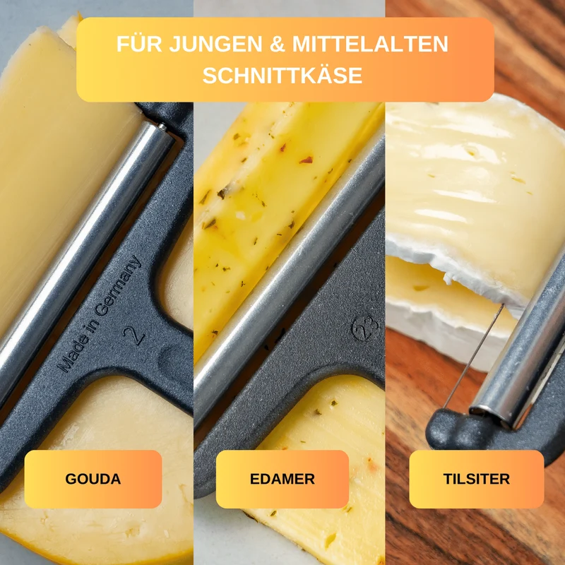 Thiru Käsemesser - Käsehobel für diverse Käsesorten wie Mozzarella, Cheddar, Gouda, Edamer - Käseschneider mit verstellbarer Schnittstärke