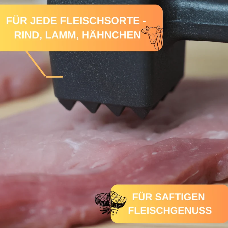 Thiru Fleischhammer - Fleischhammer für Schnitzel, Kotelett, Steak - Made in Germany