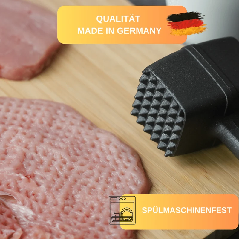 Thiru Fleischhammer - Fleischhammer für Schnitzel, Kotelett, Steak - Made in Germany