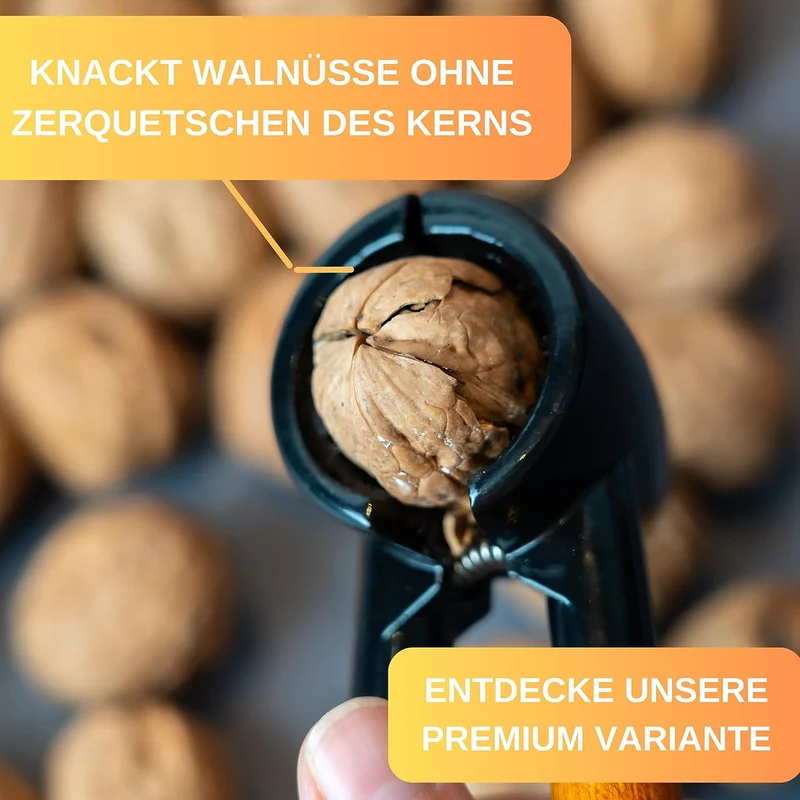 Thiru Nussknacker mit edlem Holzgriff - Ideal für Walnüsse - Knacken ohne Kernzerquetschung - Walnussknacker