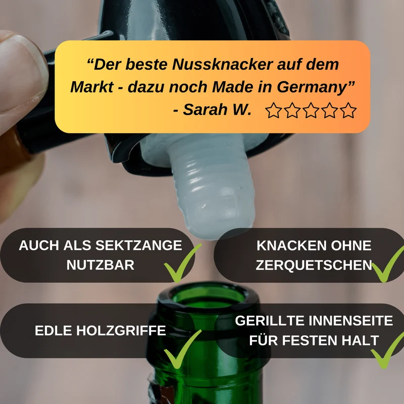 Thiru Nussknacker mit edlem Holzgriff - Ideal für Walnüsse - Knacken ohne Kernzerquetschung - Walnussknacker