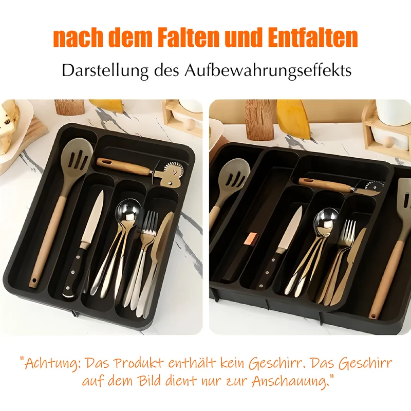 Besteckhalter für Schubladen,(28-47,5CM) Verstellbarer Besteckeinsatz, Schubladen organizer küche