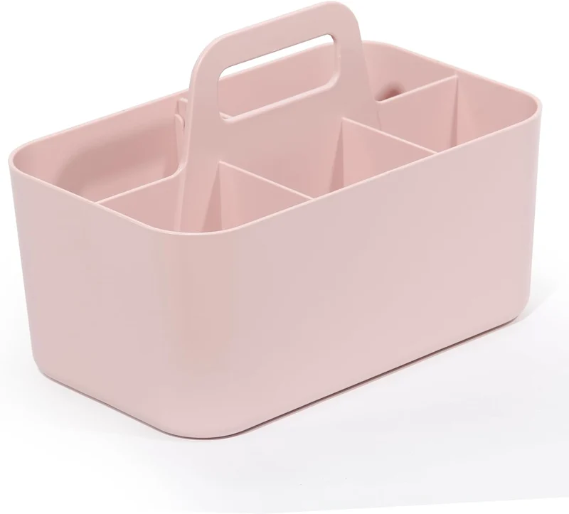 Korb Organizer mit Griff, Kunststoffkorb, Reinigungskorb, Bastelkorb, Schreibtischkorb, Aufbewahrung für stifte, bad, schminktisch, Bastelsachen, Nähutensilien15,5T x 25B x 17H cm