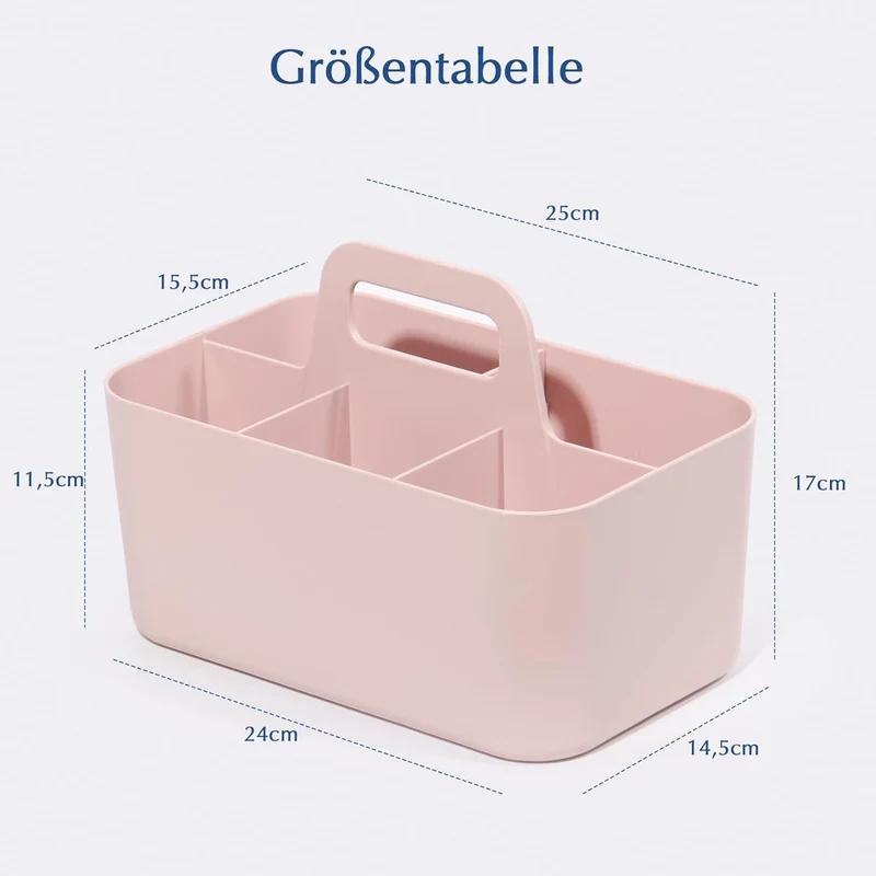 Korb Organizer mit Griff, Kunststoffkorb, Reinigungskorb, Bastelkorb, Schreibtischkorb, Aufbewahrung für stifte, bad, schminktisch, Bastelsachen, Nähutensilien15,5T x 25B x 17H cm