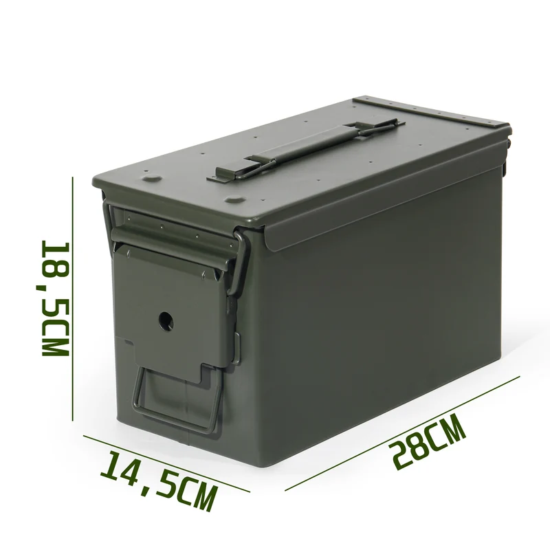 Munitionskiste Abschließbar, US Ammo Box, Patronenbox, Aufbewahrungsbox für Lithiumbatterien, Armeegrün