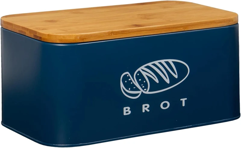 Brotbox mit Deckel, Großer Knäckebrot Box aus Metall, Brotaufbewahrungsbox , Brot,Kekse Lange Aufbewahren und Trocken Halten(Dunkelblau-30cm)