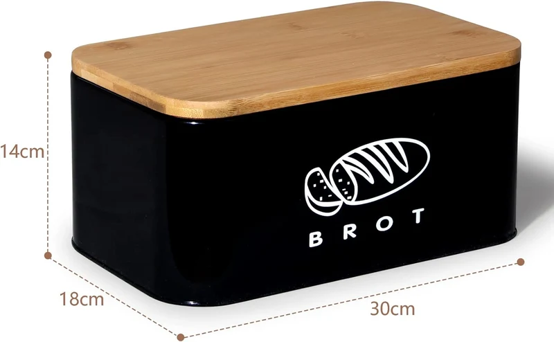 Brotkasten mit Deckel, Großer Knäckebrot Box aus Metall, Brotaufbewahrungsbox , Brot,Kekse Lange Aufbewahren und Trocken Halten( 30cm)