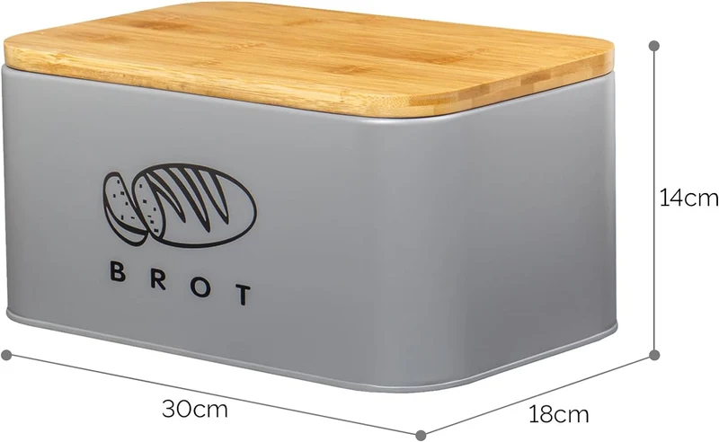 Brotkasten mit Deckel, Großer Knäckebrot Box aus Metall, Brotaufbewahrungsbox , Brot,Kekse Lange Aufbewahren und Trocken Halten( 30cm)