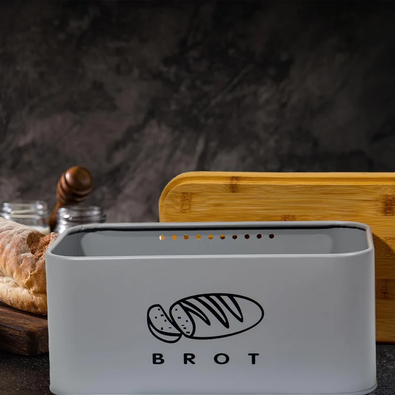 Brotbox mit Deckel, Großer Knäckebrot Box aus Metall, Brotaufbewahrungsbox , Brot,Kekse Lange Aufbewahren und Trocken Halten( Grau-30cm)