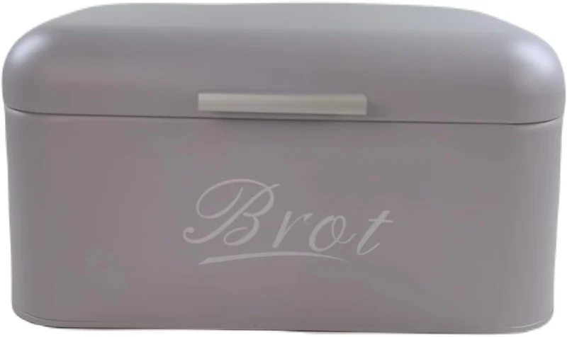 Brotbox mit Deckel, Großer Knäckebrot Box aus Metall, Brot und Kekse Lange Aufbewahren und Trocken Halten, Retro Design 31cm*19cm*16cm (Grau)