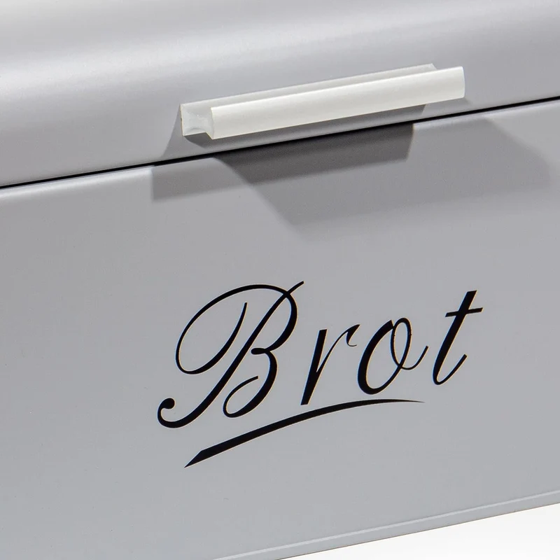 Brotbox mit Deckel, Großer Knäckebrot Box aus Metall, Brot und Kekse Lange Aufbewahren und Trocken Halten, Retro Design 31cm*19cm*16cm (Grau)