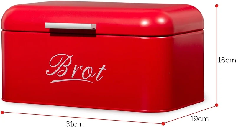 Brotkasten mit Deckel, Großer Knäckebrot Box aus Metall, Brot und Kekse Lange Aufbewahren und Trocken Halten, Retro Design (31cm)