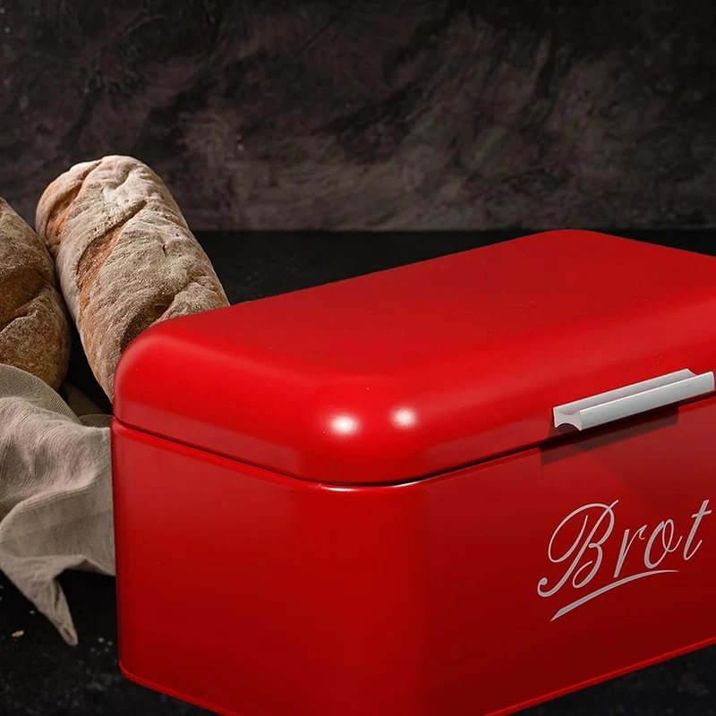 Brotkasten mit Deckel, Großer Knäckebrot Box aus Metall, Brot und Kekse Lange Aufbewahren und Trocken Halten, Retro Design (31cm)