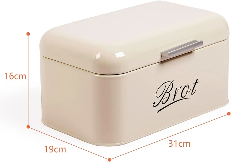 Brotkasten mit Deckel, Großer Knäckebrot Box aus Metall, Brot und Kekse Lange Aufbewahren und Trocken Halten, Retro Design (31cm)