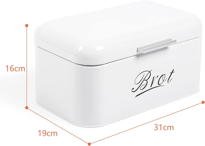 Brotkasten mit Deckel, Großer Knäckebrot Box aus Metall, Brot und Kekse Lange Aufbewahren und Trocken Halten, Retro Design (31cm)