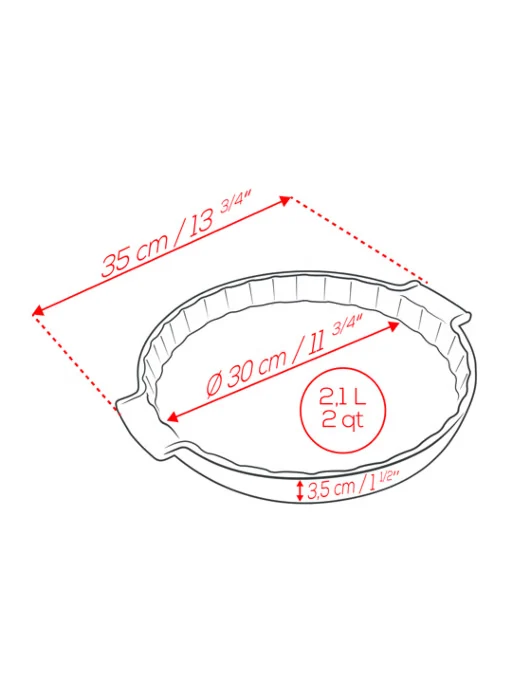 Tarteform 30cm rot 30x30x3,5cm