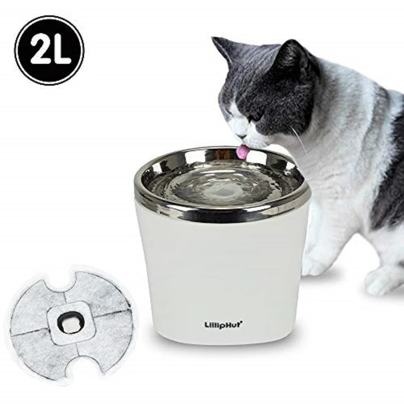 Katzen/Hunde Trinkbrunnen, Katzenbrunnen Wasserbrunnen mit Aktivkohlefilter 2L (Blau)