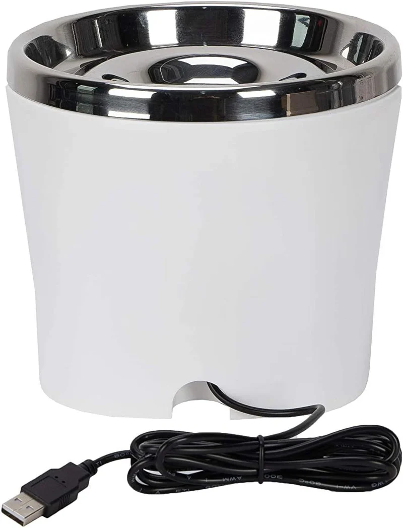 Katzen/Hunde Trinkbrunnen, Katzenbrunnen Wasserbrunnen mit Aktivkohlefilter 2L (Silber)