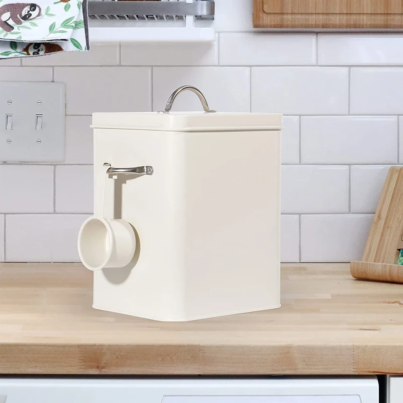 Waschmittel Aufbewahrung 6.5L, Metall Waschpulver Box, Aufbewahrungsbox für Hundefutter, Katzenfutter, Kaffeebohnen