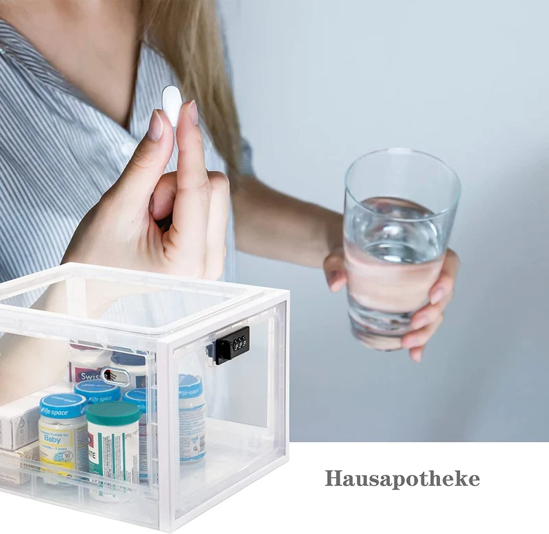 Medikamenten Aufbewahrungbox , Abschließbare Durchsichtige Box für Handys, Süßigkeiten, Snack , Persönlicher Safe Persönlicher Safe Faltbar