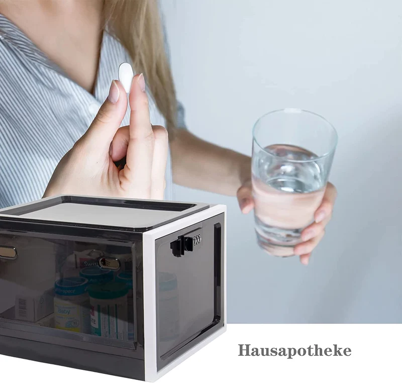 Medikamenten Aufbewahrungbox , Abschließbare Durchsichtige Box für Handys, Süßigkeiten, Snack , Persönlicher Safe Persönlicher Safe Faltbar