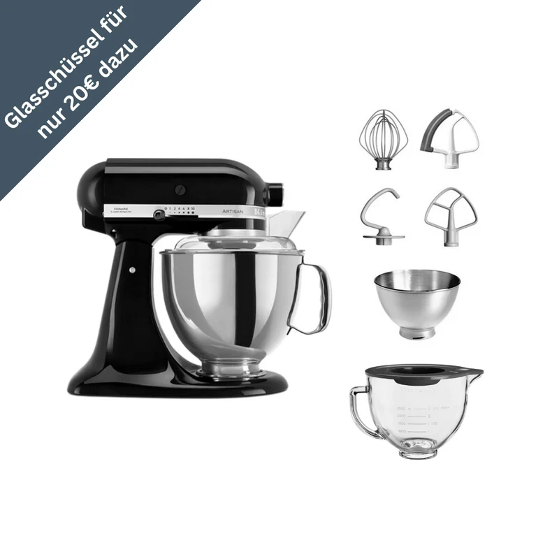 KitchenAid 4,8 L 5KSM175 Artisan Küchenmaschine Glasset mit Glasschüssel