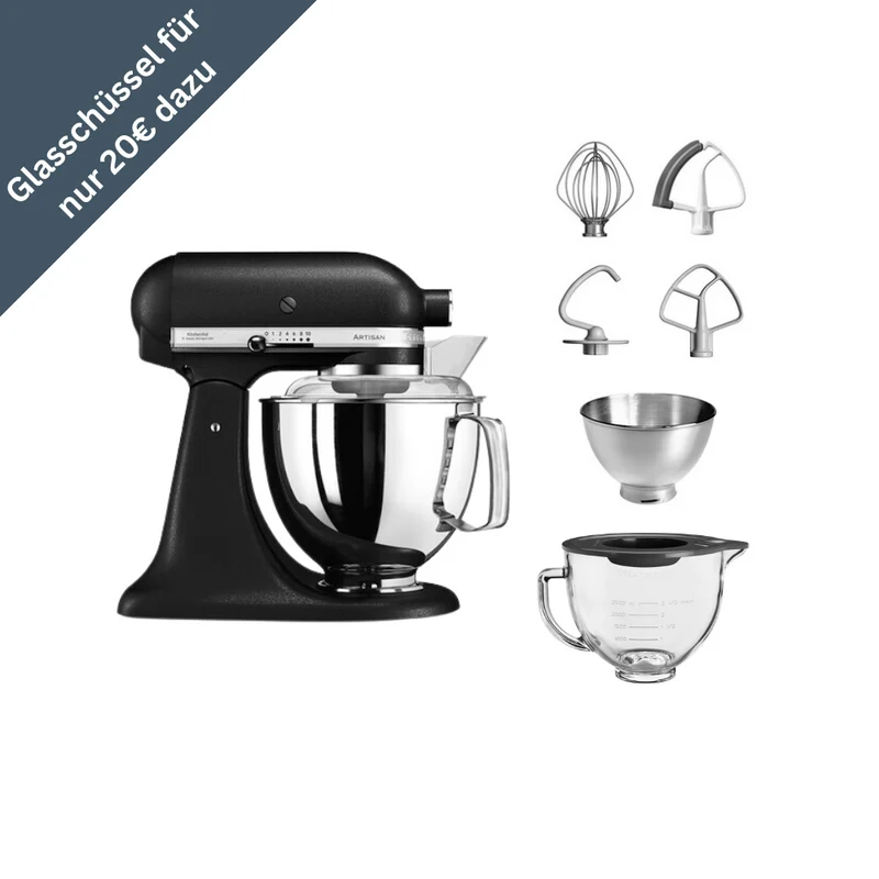 KitchenAid 4,8 L 5KSM175 Artisan Küchenmaschine Glasset mit Glasschüssel