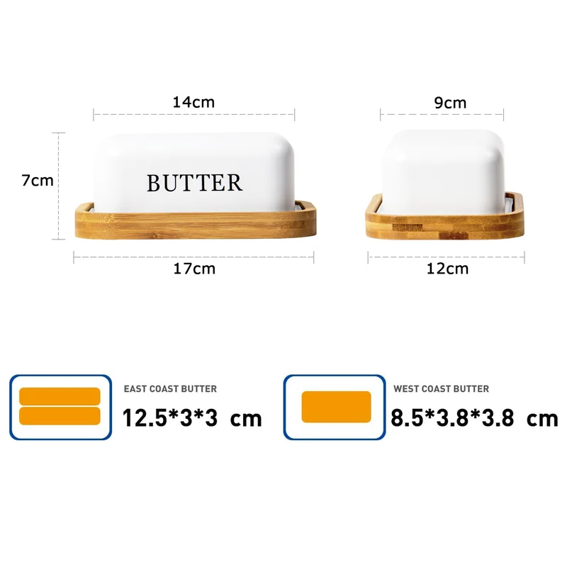 Butterdose,Butterglocke für 250g Butter,Butterdose aus beschichteter Metallplatte oder Boraxglas mit edlem nachhaltigem Naturholzdeckel