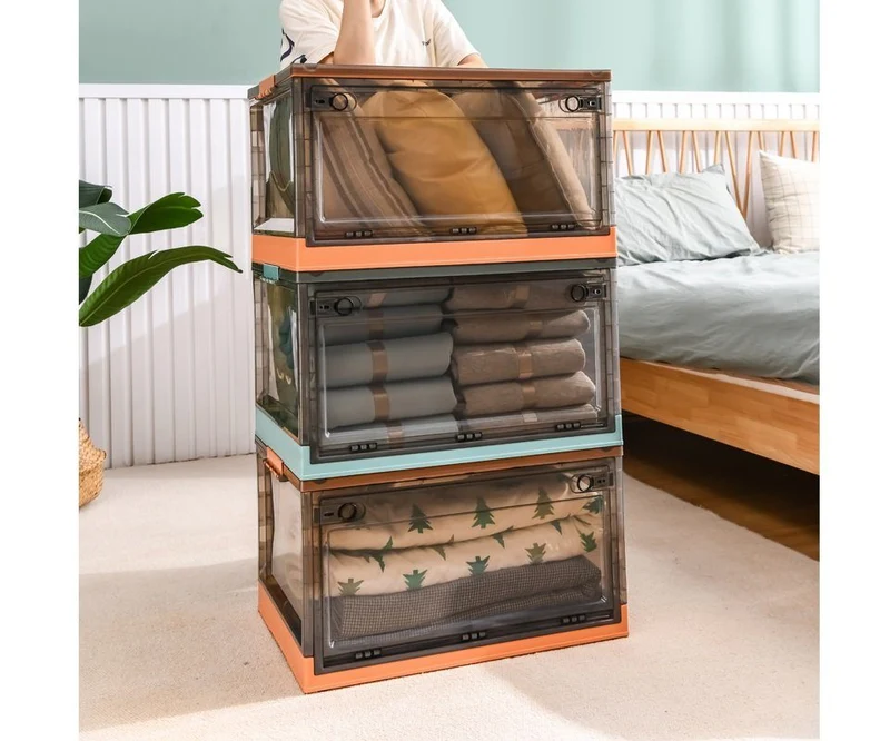 Faltbare Kunststoff-Aufbewahrungsbox, Organizer Ideal zum Aufbewahren von Büchern, Kleidung, Spielzeug, Bettzeug oder als Schuhkarton (45L, Weiß)
