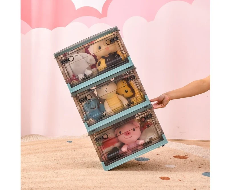 Faltbare Kunststoff-Aufbewahrungsbox, Organizer Ideal zum Aufbewahren von Büchern, Kleidung, Spielzeug, Bettzeug oder als Schuhkarton (45L, Weiß)