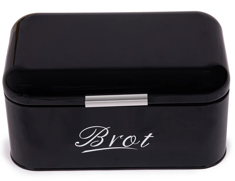 Brotbox ,Großer Knäckebrot Box aus Metall, Brot und Kekse Lange Aufbewahren und Trocken Halten, Retro Design 31cm*19cm*15cm (Schwarz)