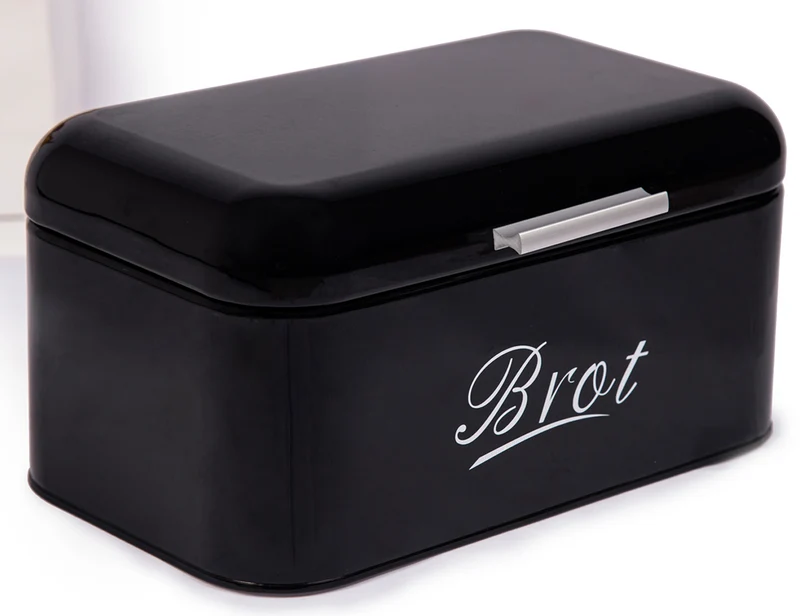 Brotbox ,Großer Knäckebrot Box aus Metall, Brot und Kekse Lange Aufbewahren und Trocken Halten, Retro Design 31cm*19cm*15cm (Schwarz)