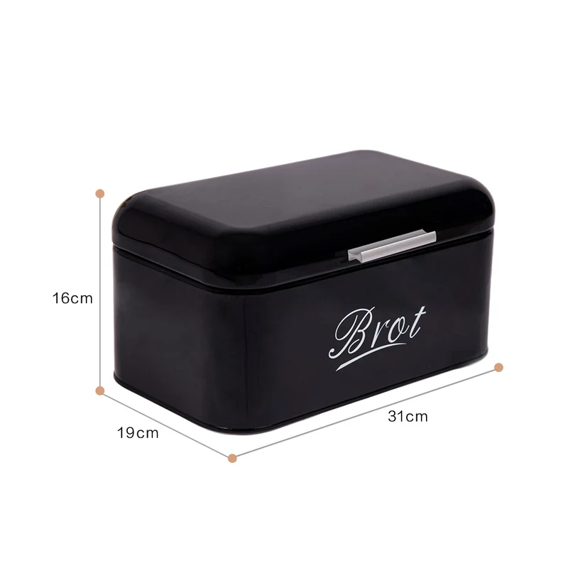 Brotbox ,Großer Knäckebrot Box aus Metall, Brot und Kekse Lange Aufbewahren und Trocken Halten, Retro Design 31cm*19cm*15cm (Schwarz)