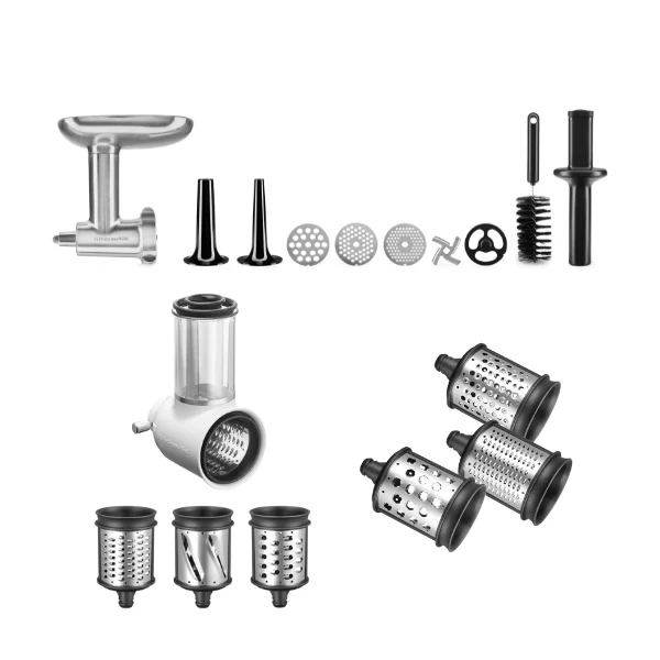KitchenAid Vorteilsset Metallfleischwolf+ Gemüseschneider+ Zusatztrommeln