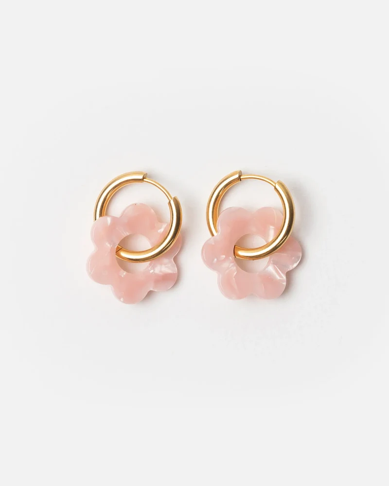 KURAGE GINZA Duo Creolen Baby Fleurette Rose Pale
