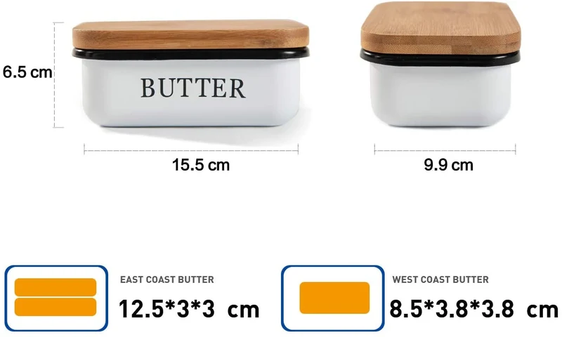 Butter Dish aus Edelstahl, Butterdose aus Edelstahl oder Boraxglas gefertigt mit edlem nachhaltigem natürlicher Deckel,Holzdeckel